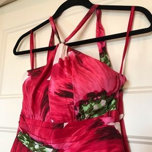 BCBG Paris Silk Floral Halter-neck Dress